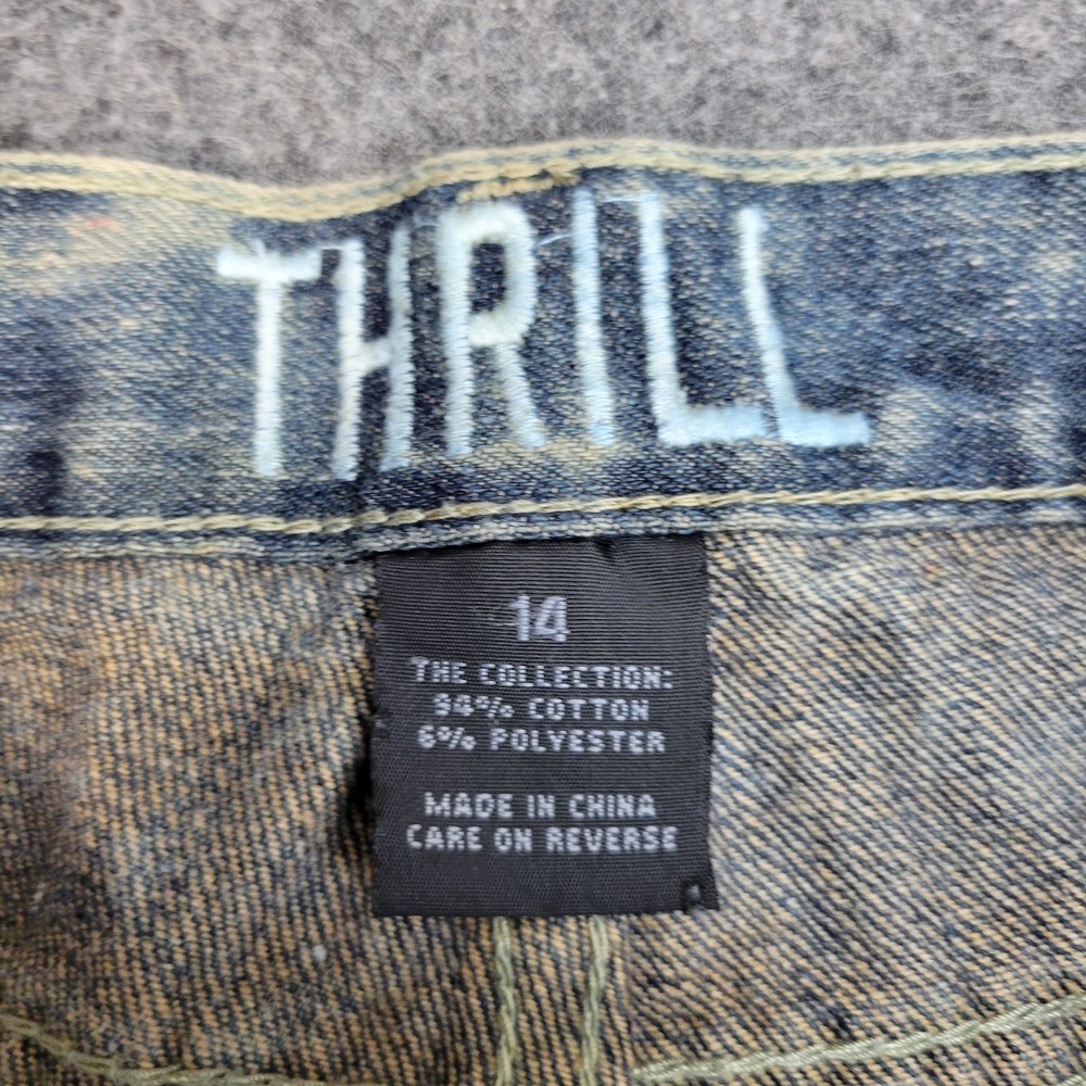 Thrill Jeans Womens 14 Blue Acid Wash Boho Streetwear Streetwear Punker Grunge - Picture 12 of 12